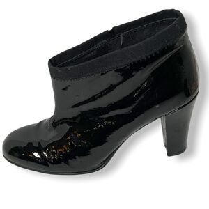 RAS Made in Spain Black Patent Genuine Leather Bootie Sz 8.5